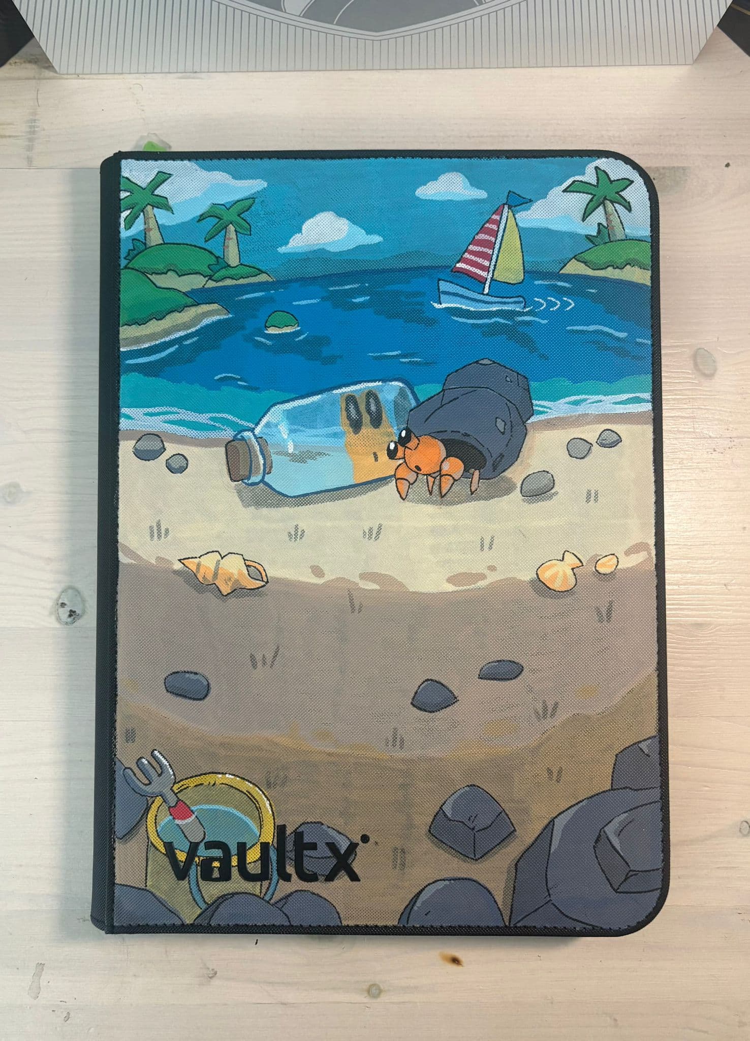 Custom binder with a tropical Pokémon beach scene